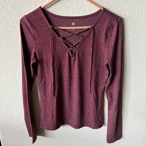 🎆 Maroon Long Sleeved Crossneck Shirt